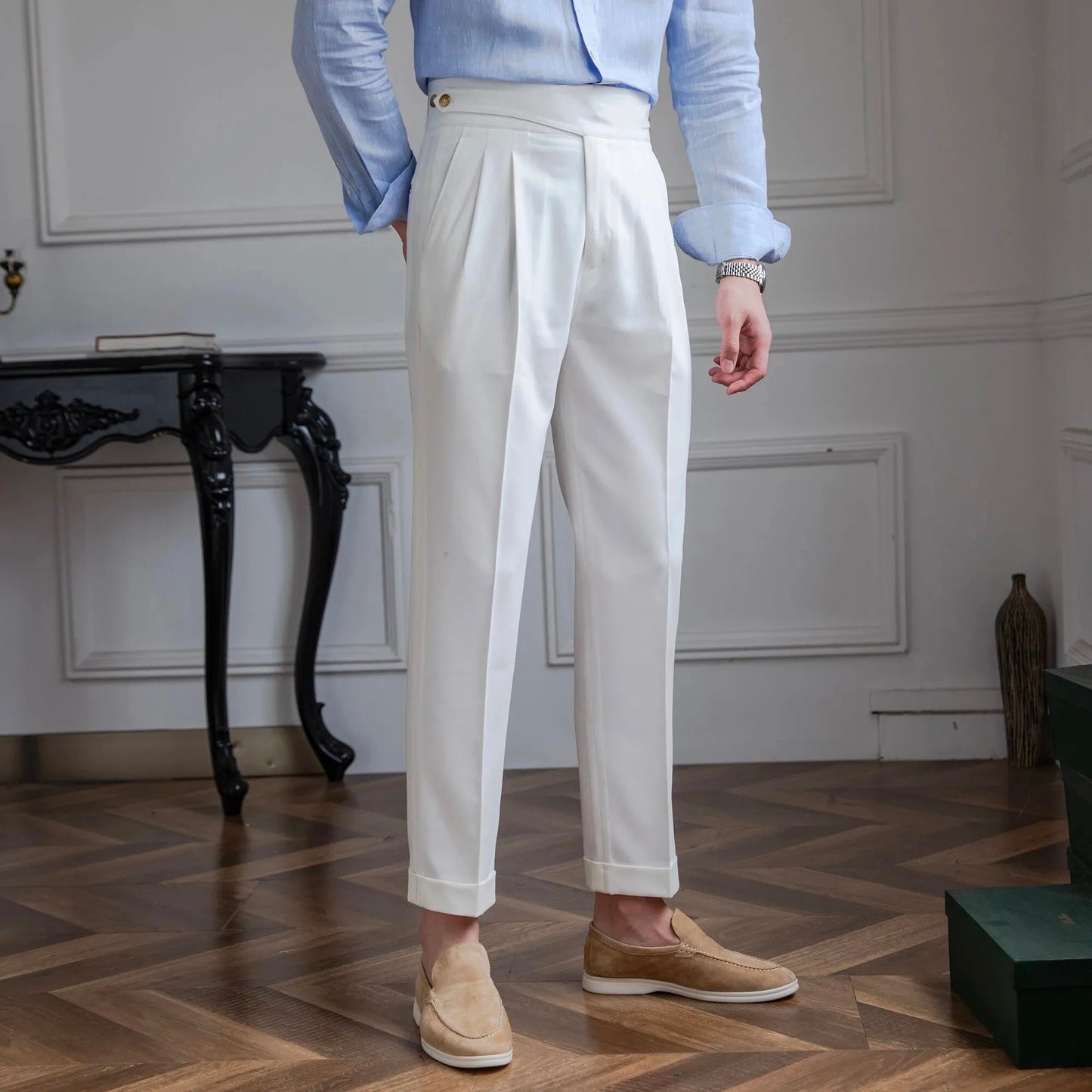 Men's High Waist Straight Retro Naples Trousers